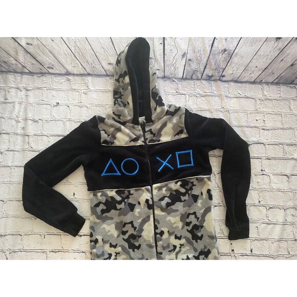 PlayStation Grey Camo Print Controller Symbols All In One Jumpsuit Unisex 13-14 - Picture 10 of 16